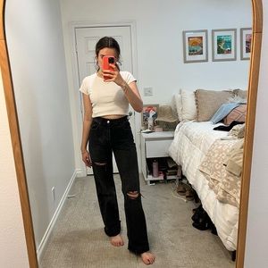 ZARA wide leg black jeans size 4